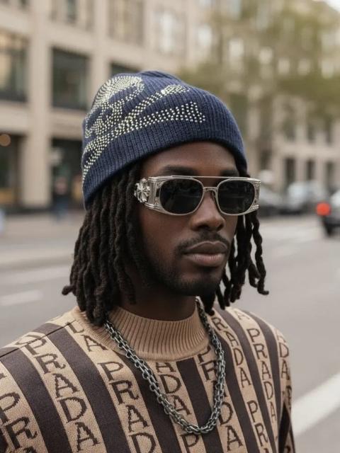 Other Designers Japanese Brand - 💀✨ Vintage Punk Rhinestone Skull Beanie Chrome Hearts Vibe