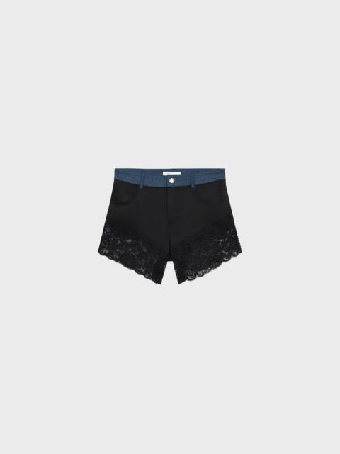 Blumarine SATIN SHORTS WITH DENIM AND LACE