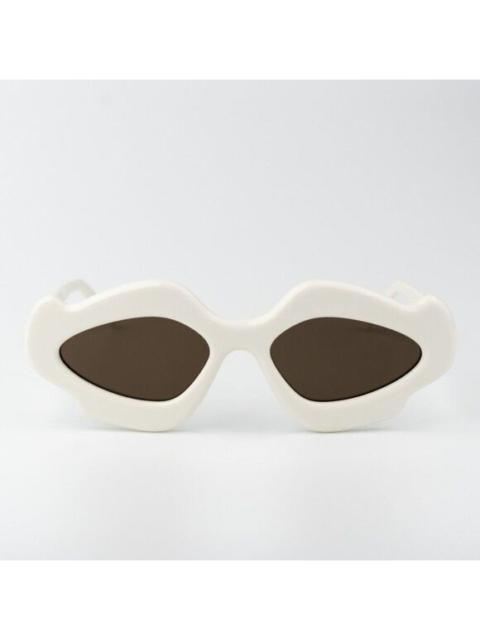 Loewe Loewe Sunglasses LW40109U 21E CURVY Shiny Ivory Brown Geometric BRAND NEW