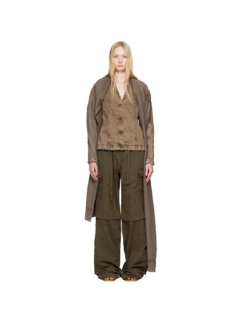 MASHA POPOVA SSENSE Exclusive Brown Asymmetric Scarf Denim Jacket