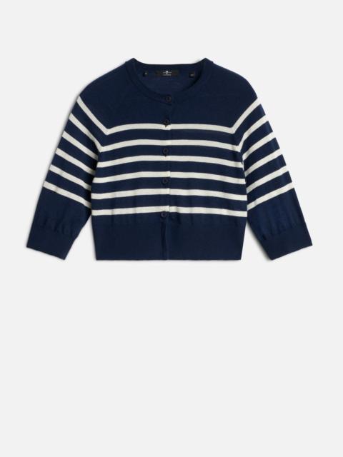 7 For All Mankind BUBBLE CARDIGAN in Cashmere Striped Ink