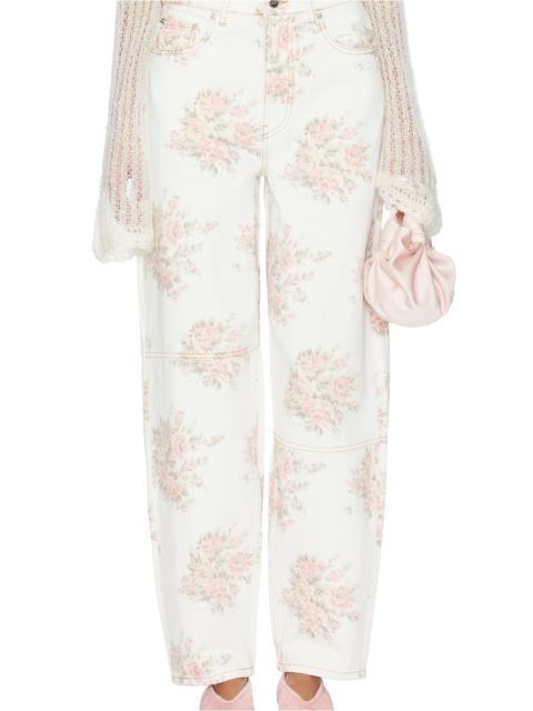 GANNI Print Denim Stary Straight Leg