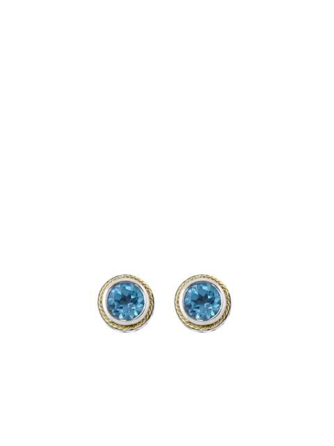 Sterling Silver, 18K Yellow Gold & Blue Topaz Stud Earrings