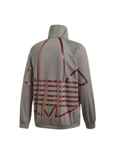 adidas adidas originals Logo Printing Sports Stand Collar Jacket Gray FS7332
