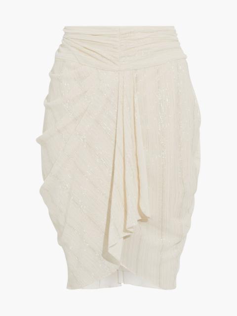 Other Designers Nistal draped ruched metallic crepon mini skirt