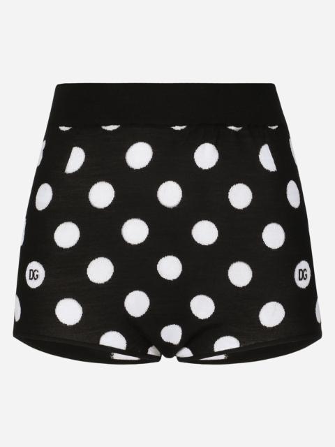 Dolce & Gabbana Wool and silk high-waisted panties with polka-dot inlay
