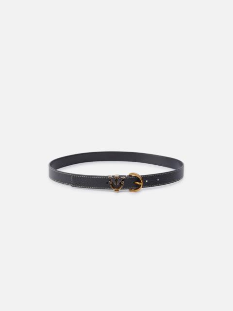 PINKO TUMBLED LEATHER BELT WITH LOVE BIRDS DETAIL, 2.5 CM