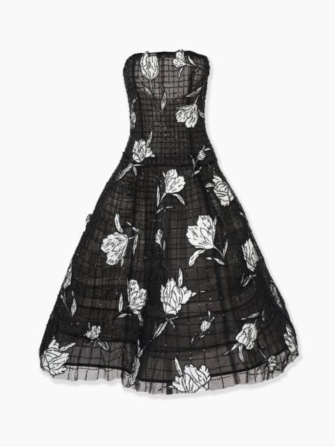 CAROLINA HERRERA Floral-Embroidered Tulle Cage Dress
