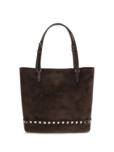Valentino Valentino Garavani Small Rockstud Suede Tote Bag Ebony Brown