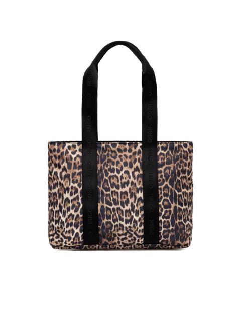 HUGO leopard-print tote bag