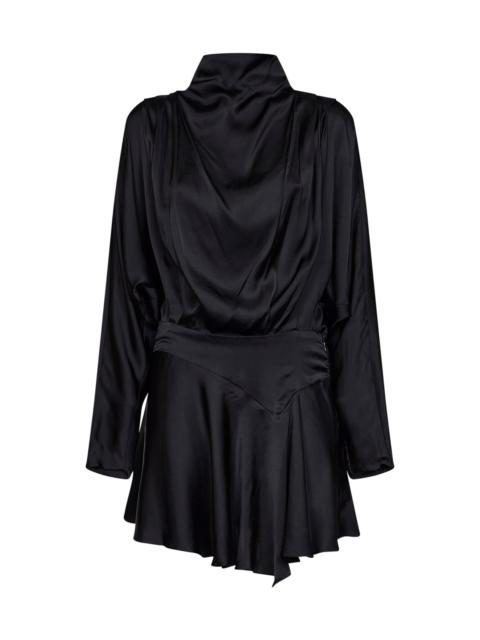Isabel Marant Isabel Marant Women Black Satin Neline Draped Mini Dress
