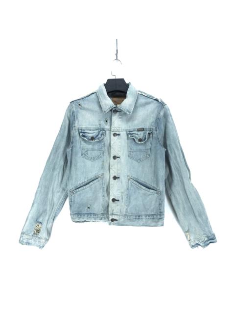 Other Designers Vintage - Trashed Hollister Washed Denim Jacket #2211-87