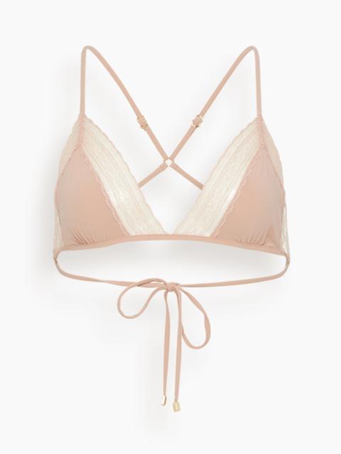 KIKI DE MONTPARNASSE Lace Inset String Bikini Top in Buff