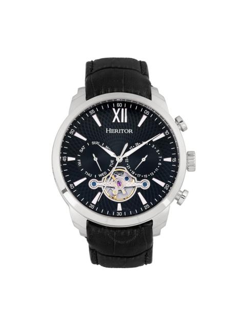 Heritor - Heritor Arthur Automatic Black Dial Black Leather Men's Watch HR7902
