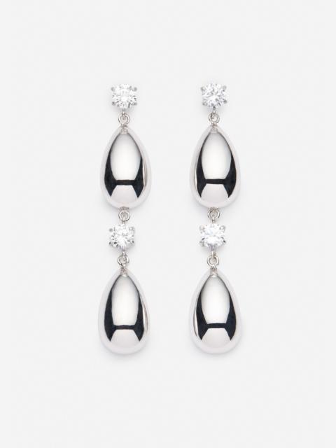MAGDA BUTRYM Double crystal stud teardrop earrings in silver