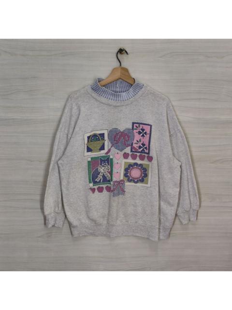 Other Designers Vintage - Vtg 90s Separate Issue Cat Floral Graphic Sweatshirt