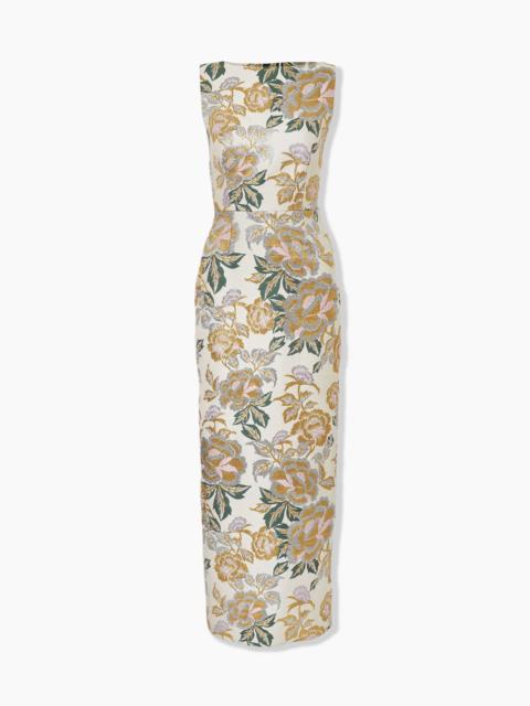 CAROLINA HERRERA Floral Jacquard Column Gown