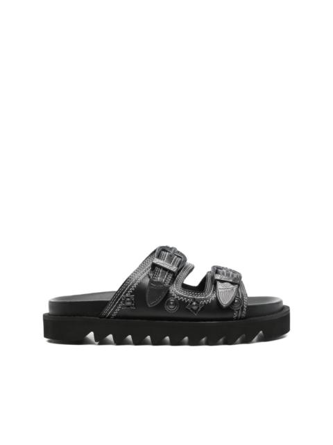 靴 TOGA PULLA 41 MULE 26.5 TOGA PULLA HBX EXCLUSIVE BLACK PONY MULE - AJ1058 | REVERSIBLE