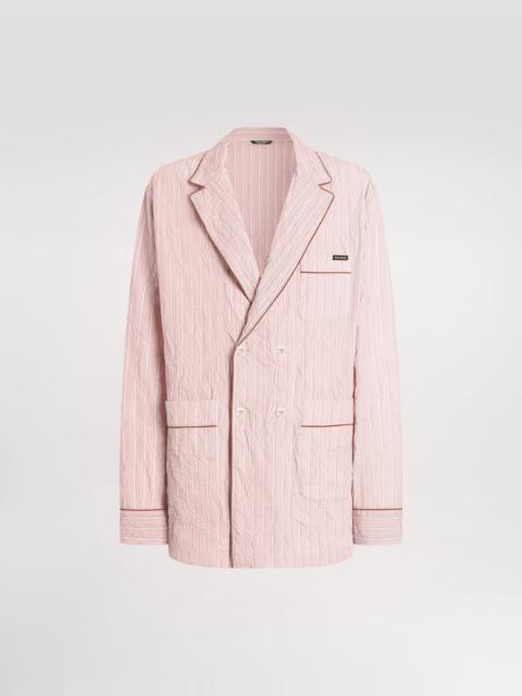 Dolce & Gabbana Crinkled striped fabric shirt-style vanity robe