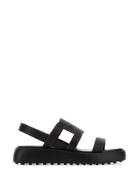 Tod's Woman Black Leather Chain Sandals