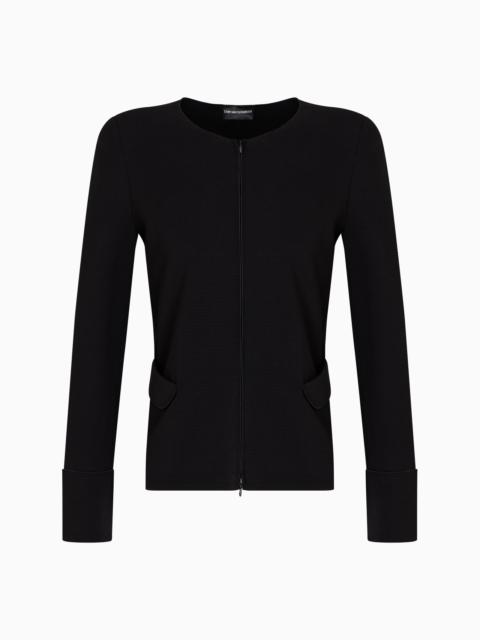EMPORIO ARMANI OTTOMAN JERSEY ZIP-UP JACKET