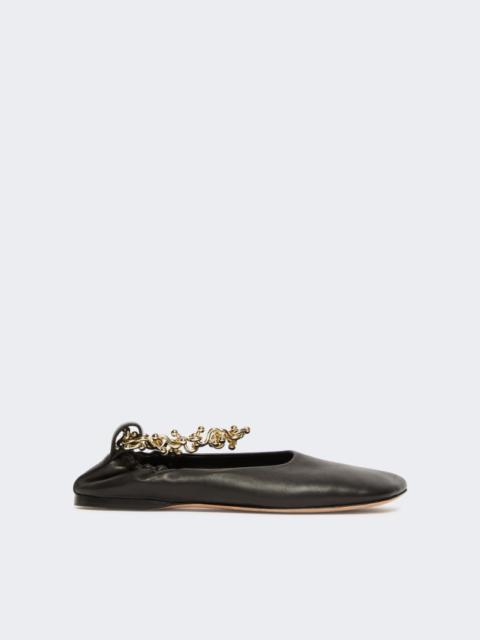 Sportmax Nappa leather ballerinas with ankle band - black