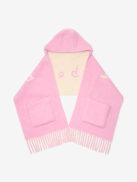 Burberry Logo Alpaca Wool Blend Hooded Scarf