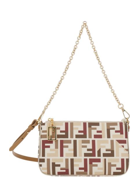 FENDI Fendi Women White Handbags With Chain Strap And Ff All-Over Motif In Fabric Woman
