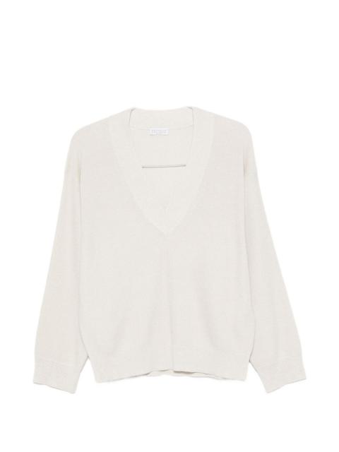 Brunello Cucinelli Brunello Cucinelli Women Cotton V-Necked Sweater