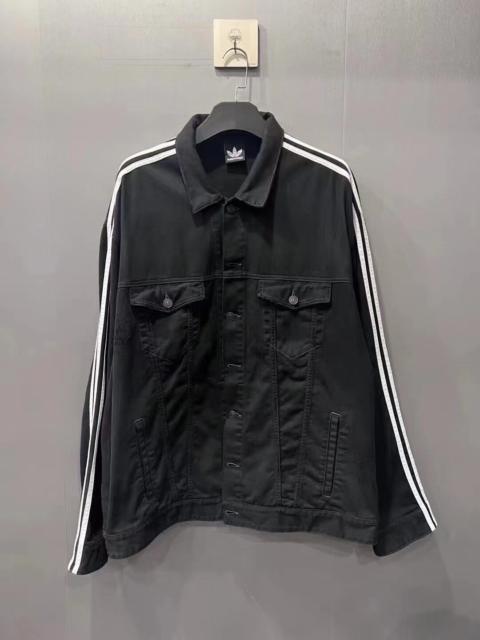 BALENCIAGA Balenciaga adidas distressed denim jacket