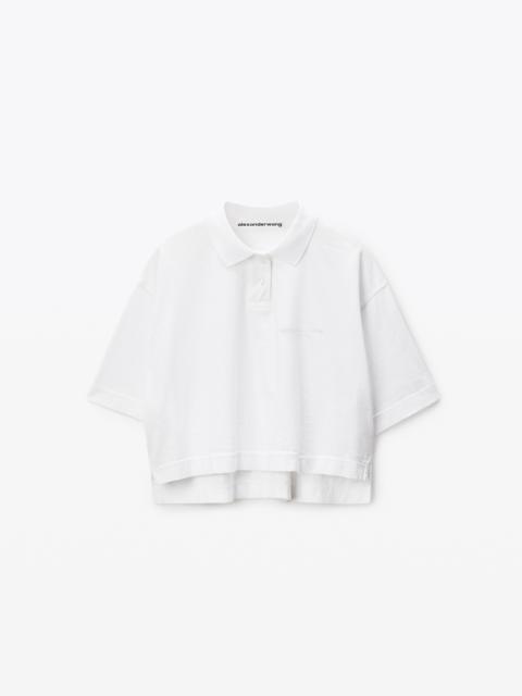 Alexander Wang White Logo Cropped Jersey Tee