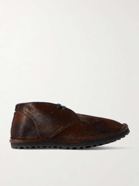 Leather-Trimmed Calf Hair Desert Boots