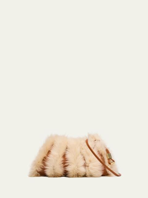 ULLA JOHNSON Adria Mini Pleated Wave Shearling Crossbody Bag
