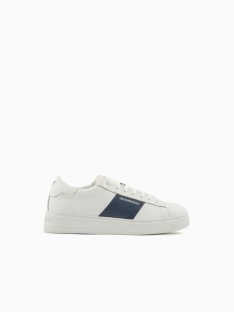 EMPORIO ARMANI Leather sneakers with logo detail