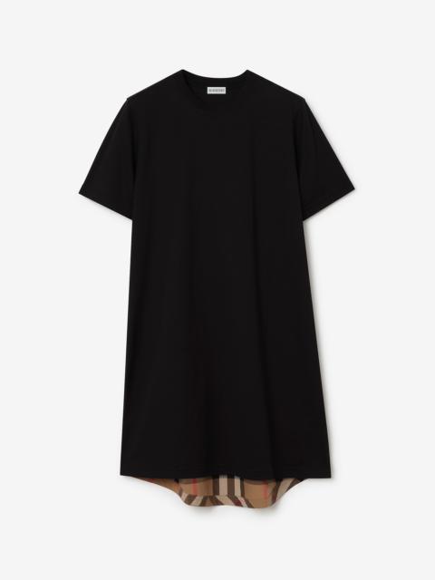 Burberry Check Panel Cotton T-shirt Dress