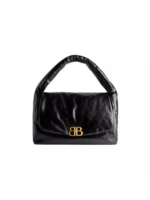 BALENCIAGA BALENCIAGA Monaco Large Sling Black Leather Shoulder Bag