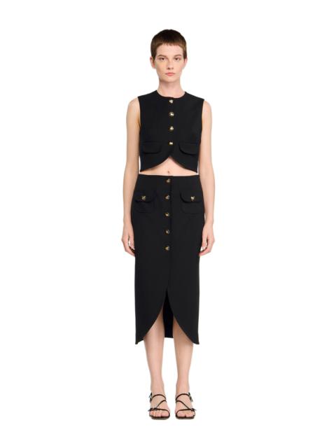 SANDRO Buttoned midi skirt in Black at Nordstrom