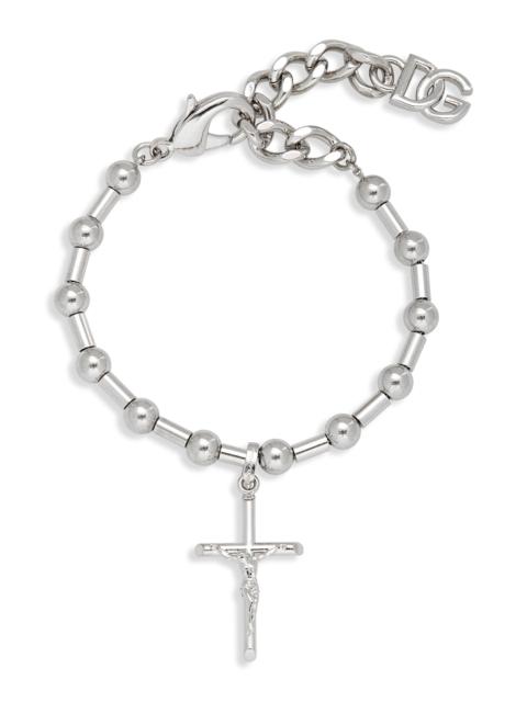 Dolce & Gabbana Dolce&Gabbana Cross Bead Bracelet in Argento/Palladio at Nordstrom