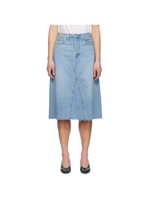 Levi's Blue High Rise A-Line Denim Midi Skirt