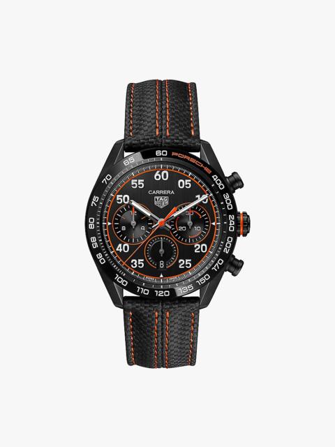 CBN2A1M.FC6526 Carrera Chronograph x Porsche Orange Racing stainless-steel and leather automatic wat