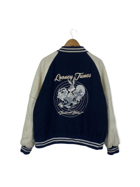 Other Designers Vintage - LOONEY TUNES WOOL LEATHER SLEEVE VARSITY JACKET