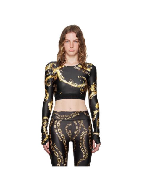 VERSACE JEANS COUTURE Black & Gold Chromo Couture Long Sleeve T-Shirt