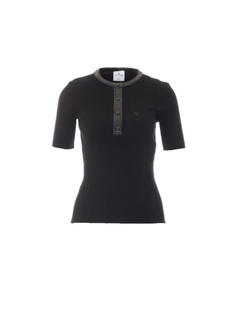 courrèges Courreges Women Vinyl And Knit T-Shirt