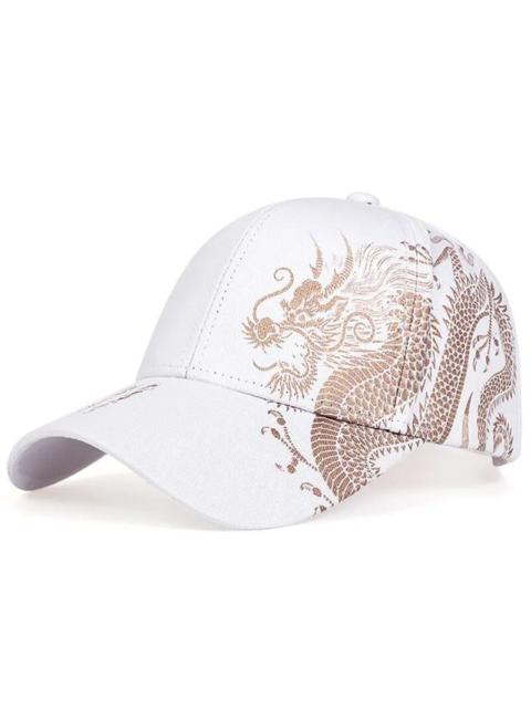 Japanese Brand - White Color Dragon Printing Snapback Baseball Caps