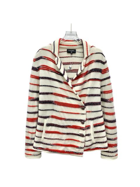 CHANEL Chanel Color-Blocked Striped Cashmere Single-Breasted Long Sleeve Jacket