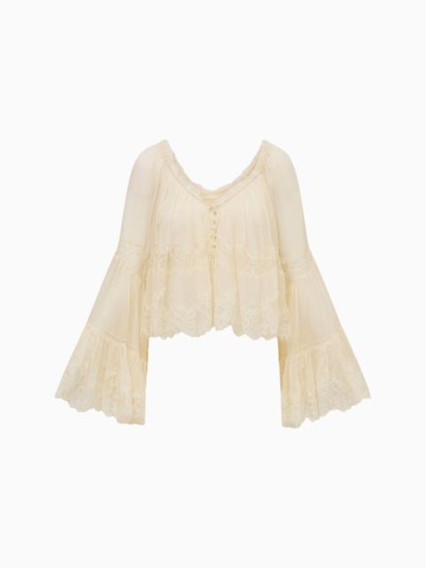 LoveShackFancy Darline Chiffon Lace Blouse