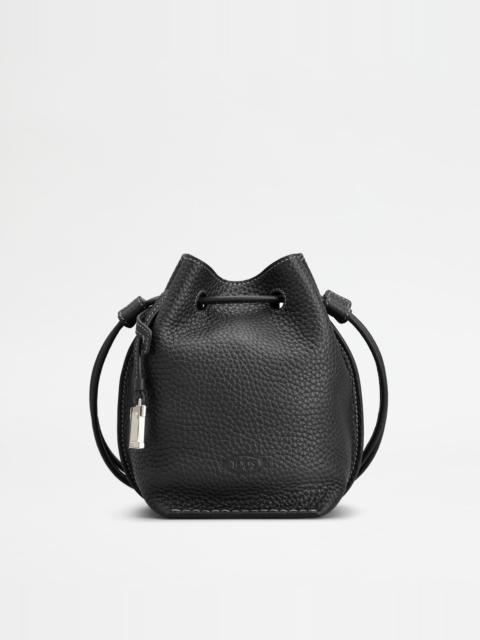 Tod's BUCKET BAG IN LEATHER MICRO - BLACK