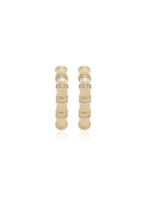 Yvonne Léon Bamboo 9K Yellow Gold Diamond Earrings gold