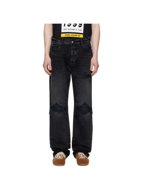 AMIRI Black Leather Straight MX1 Jeans