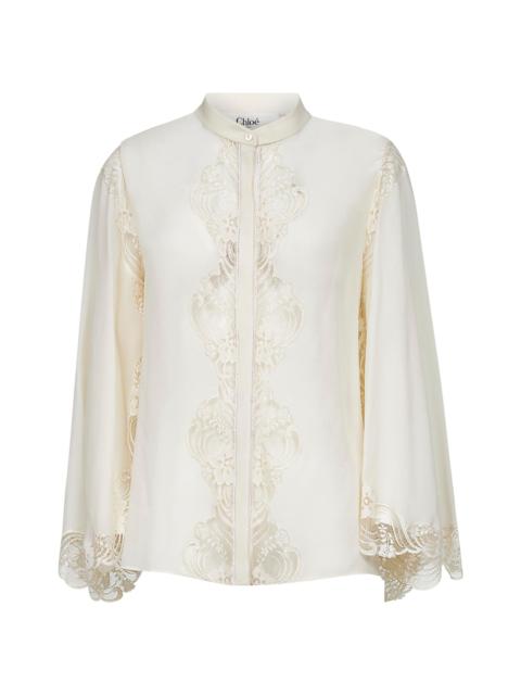 Chloé Ivory georgette and lace blouse